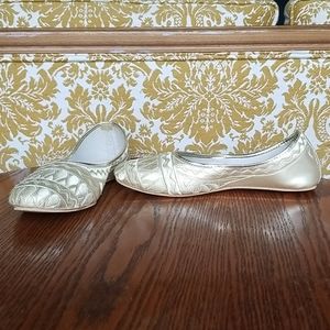 Embroidered Gold Flats